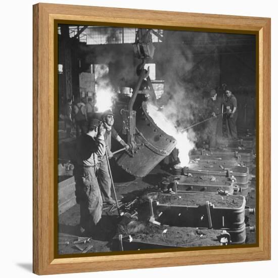 Men Working at the Iron and Steel Mill-Peter Stackpole-Framed Premier Image Canvas