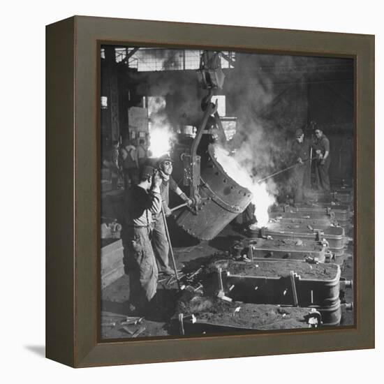 Men Working at the Iron and Steel Mill-Peter Stackpole-Framed Premier Image Canvas