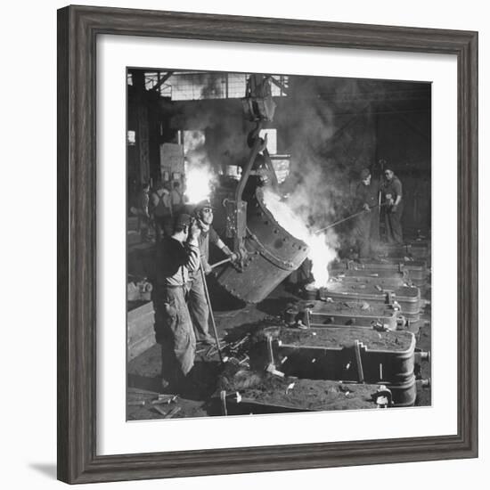 Men Working at the Iron and Steel Mill-Peter Stackpole-Framed Photographic Print