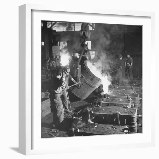 Men Working at the Iron and Steel Mill-Peter Stackpole-Framed Photographic Print