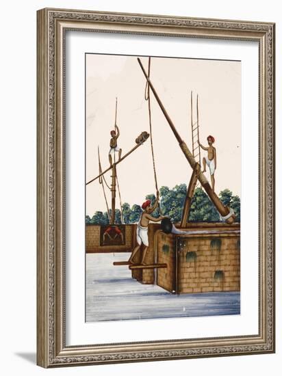 Men Working at the Side of a Riverbank, from Thanjavur, India-null-Framed Giclee Print