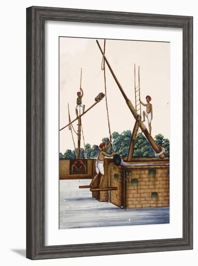 Men Working at the Side of a Riverbank, from Thanjavur, India-null-Framed Giclee Print