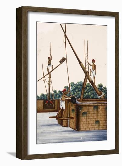 Men Working at the Side of a Riverbank, from Thanjavur, India-null-Framed Giclee Print