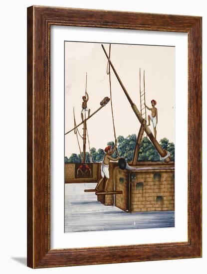 Men Working at the Side of a Riverbank, from Thanjavur, India-null-Framed Giclee Print