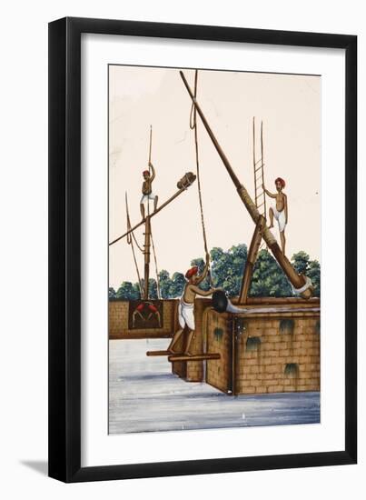 Men Working at the Side of a Riverbank, from Thanjavur, India-null-Framed Giclee Print