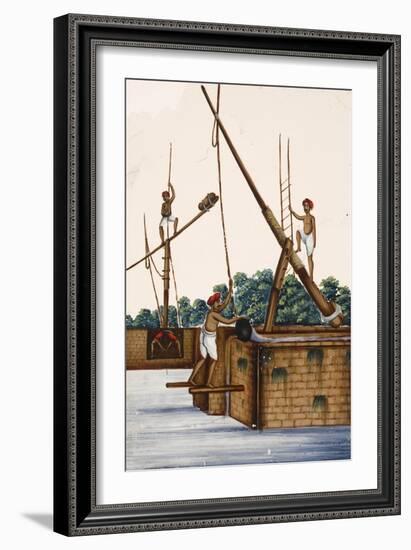 Men Working at the Side of a Riverbank, from Thanjavur, India-null-Framed Giclee Print