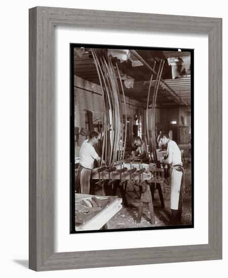 Men Working in a Piano Factory, 1907-Byron Company-Framed Giclee Print