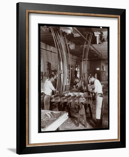 Men Working in a Piano Factory, 1907-Byron Company-Framed Giclee Print