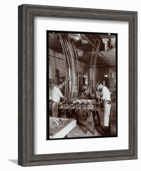 Men Working in a Piano Factory, 1907-Byron Company-Framed Giclee Print