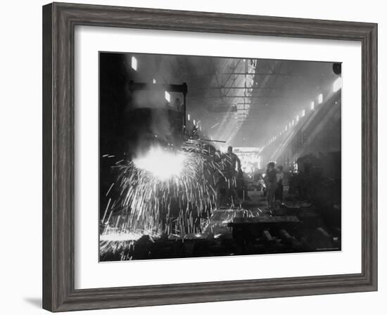 Men Working in an Iron Works Plant-John Dominis-Framed Photographic Print