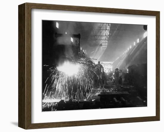 Men Working in an Iron Works Plant-John Dominis-Framed Photographic Print