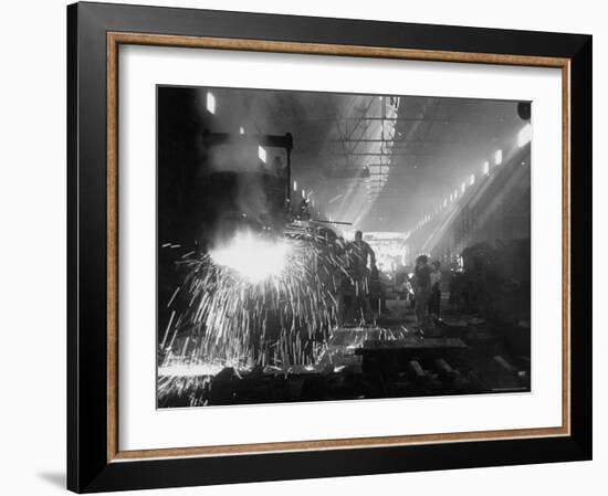 Men Working in an Iron Works Plant-John Dominis-Framed Photographic Print