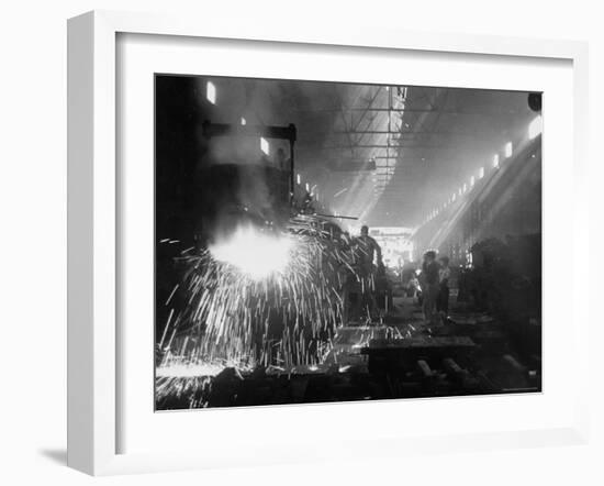 Men Working in an Iron Works Plant-John Dominis-Framed Photographic Print