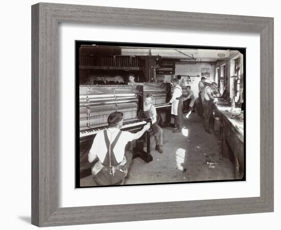 Men Working in the Hardman, Peck and Co. Piano Factory, New York, 1907-Byron Company-Framed Giclee Print