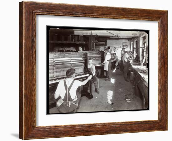 Men Working in the Hardman, Peck and Co. Piano Factory, New York, 1907-Byron Company-Framed Giclee Print