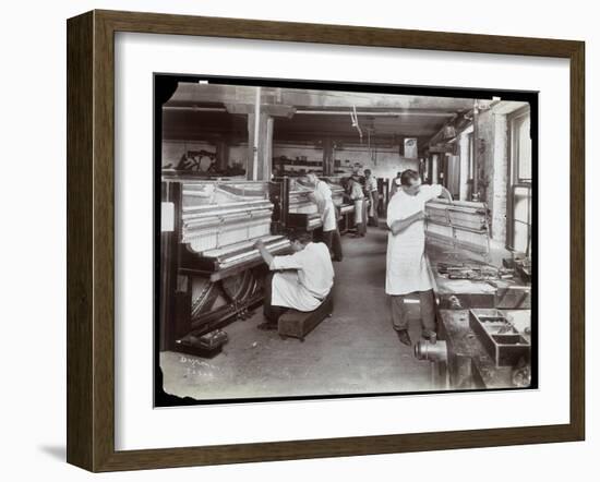 Men Working in the Hardman, Peck and Co. Piano Factory, New York, 1907-Byron Company-Framed Giclee Print