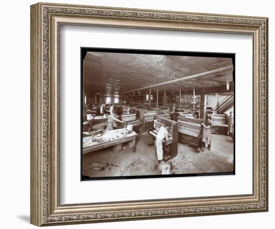 Men Working in the Harrington Piano Co. Factory, 1907-Byron Company-Framed Giclee Print