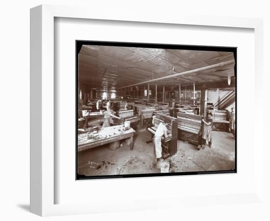 Men Working in the Harrington Piano Co. Factory, 1907-Byron Company-Framed Giclee Print