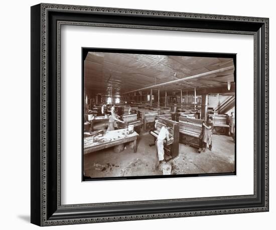 Men Working in the Harrington Piano Co. Factory, 1907-Byron Company-Framed Giclee Print