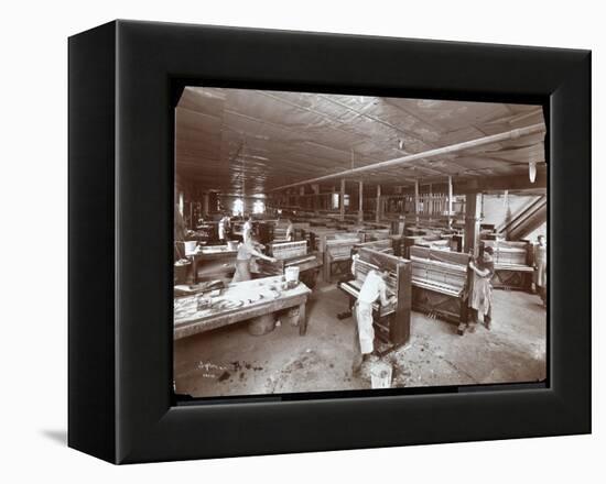 Men Working in the Harrington Piano Co. Factory, 1907-Byron Company-Framed Premier Image Canvas