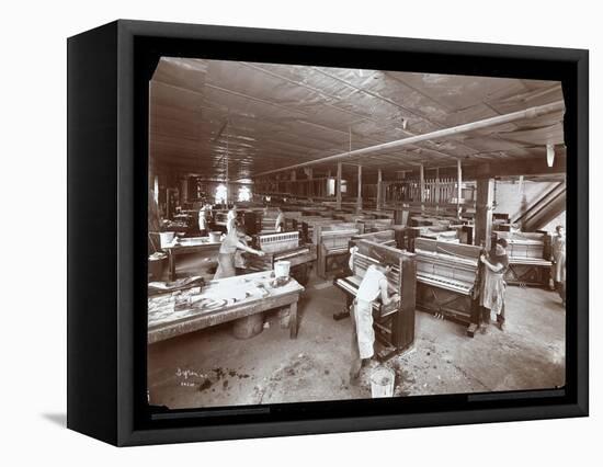 Men Working in the Harrington Piano Co. Factory, 1907-Byron Company-Framed Premier Image Canvas