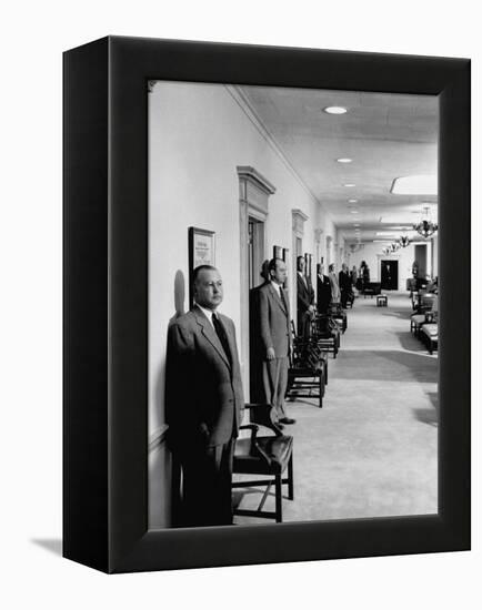 Men Working in the Republic National Bank-null-Framed Premier Image Canvas