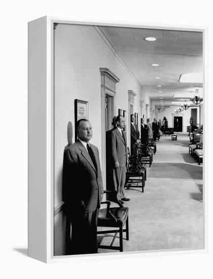 Men Working in the Republic National Bank-null-Framed Premier Image Canvas