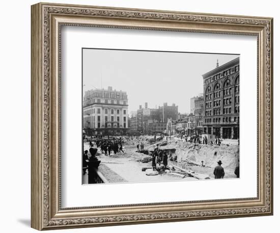 Men Working on Centre and Grand Street-null-Framed Photographic Print