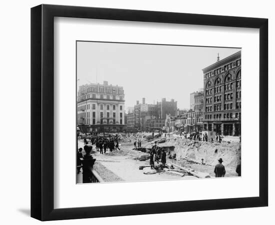 Men Working on Centre and Grand Street-null-Framed Photographic Print