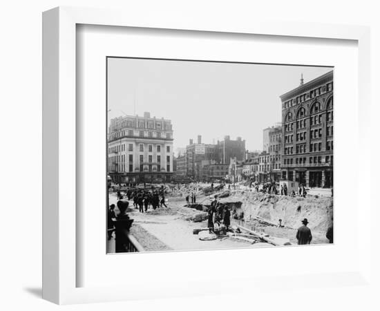 Men Working on Centre and Grand Street-null-Framed Photographic Print