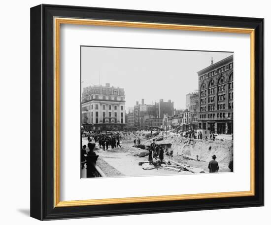 Men Working on Centre and Grand Street-null-Framed Photographic Print