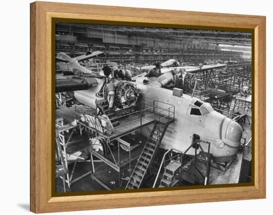 Men Working on Martin Patrol Bomber at Glenn Martin Plant-Myron Davis-Framed Premier Image Canvas