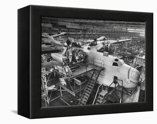 Men Working on Martin Patrol Bomber at Glenn Martin Plant-Myron Davis-Framed Premier Image Canvas