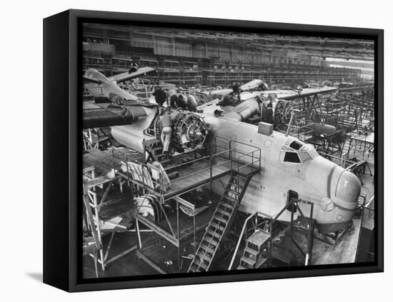 Men Working on Martin Patrol Bomber at Glenn Martin Plant-Myron Davis-Framed Premier Image Canvas