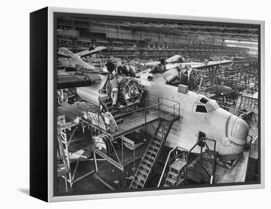 Men Working on Martin Patrol Bomber at Glenn Martin Plant-Myron Davis-Framed Premier Image Canvas