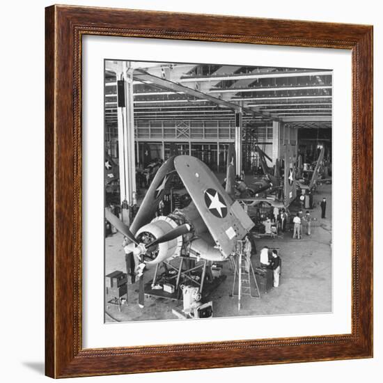 Men Working on the Aircrafts Final Constructing Stages-Peter Stackpole-Framed Photographic Print