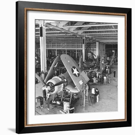 Men Working on the Aircrafts Final Constructing Stages-Peter Stackpole-Framed Photographic Print