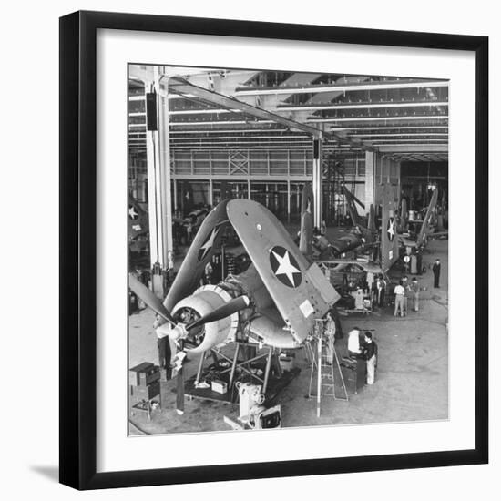 Men Working on the Aircrafts Final Constructing Stages-Peter Stackpole-Framed Photographic Print