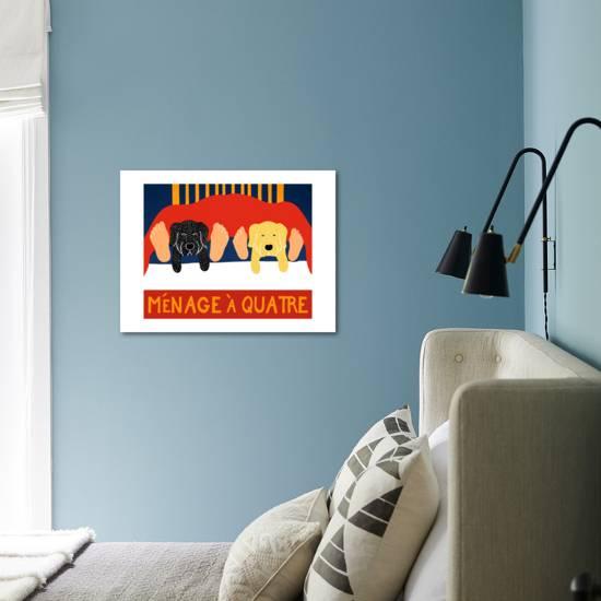 Menage A Quatre Black Yellow Giclee Print By Stephen Huneck Artcom - 