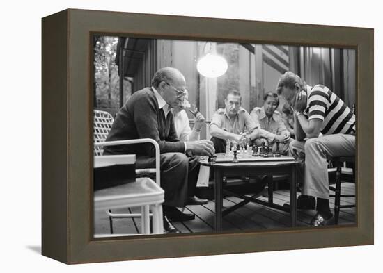 Menahem Begin and Zbigniew Brzezinski Play Chess at the Camp David Summit, 1978-null-Framed Stretched Canvas