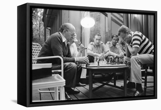 Menahem Begin and Zbigniew Brzezinski Play Chess at the Camp David Summit, 1978-null-Framed Stretched Canvas