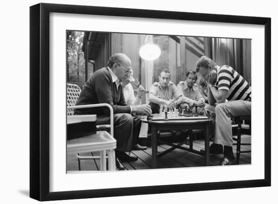 Menahem Begin and Zbigniew Brzezinski Play Chess at the Camp David Summit, 1978-null-Framed Photo