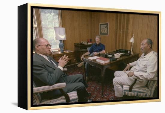 Menahem Begin Jimmy Carter and Anwar Sadat at Camp David Summit, 1978-null-Framed Stretched Canvas