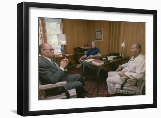 Menahem Begin Jimmy Carter and Anwar Sadat at Camp David Summit, 1978-null-Framed Photo