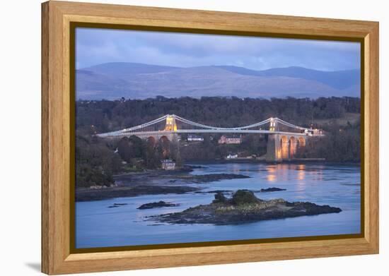 Menai Bridge Spanning the Menai Strait, Backed by the Mountains of Snowdonia National Park, Wales-Adam Burton-Framed Premier Image Canvas