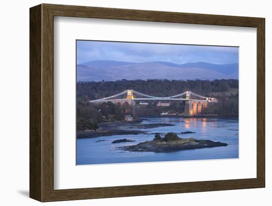 Menai Bridge Spanning the Menai Strait, Backed by the Mountains of Snowdonia National Park, Wales-Adam Burton-Framed Photographic Print