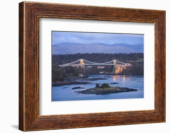 Menai Bridge Spanning the Menai Strait, Backed by the Mountains of Snowdonia National Park, Wales-Adam Burton-Framed Photographic Print