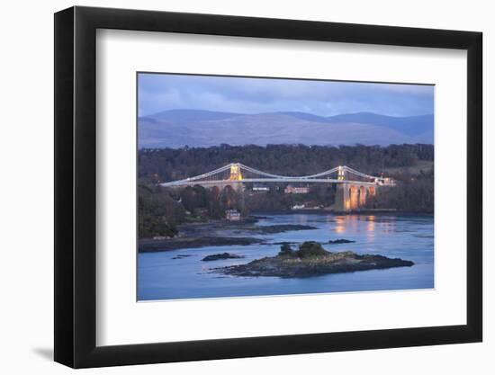 Menai Bridge Spanning the Menai Strait, Backed by the Mountains of Snowdonia National Park, Wales-Adam Burton-Framed Photographic Print