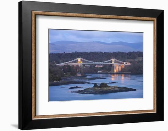 Menai Bridge Spanning the Menai Strait, Backed by the Mountains of Snowdonia National Park, Wales-Adam Burton-Framed Photographic Print