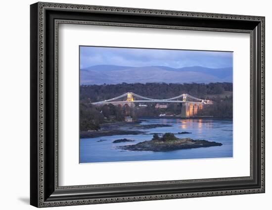 Menai Bridge Spanning the Menai Strait, Backed by the Mountains of Snowdonia National Park, Wales-Adam Burton-Framed Photographic Print